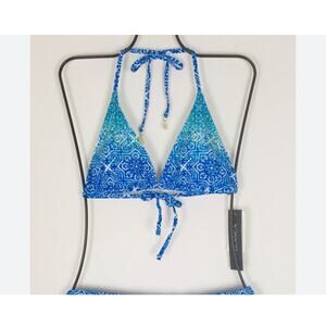 New La Blanca Triangle Swimsuit Bikini Top with Gold Embellishment Size: 14